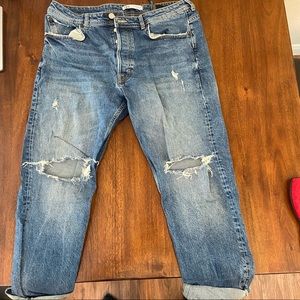 Zara Mens Distressed Blue Wash Jeans